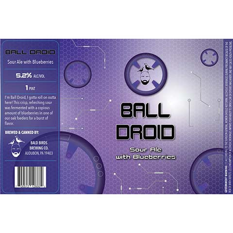 Bald Birds Ball Droid Sour by Bald Birds Brewing Co., beer label