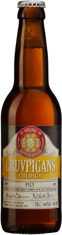 Gruvpigans Guldiga by Hönsinge Hantwerksbryggeri, beer label