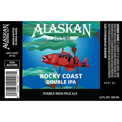 Alaskan Pilot Series: Rocky Coast DIPA by Alaskan Brewing Co., beer label