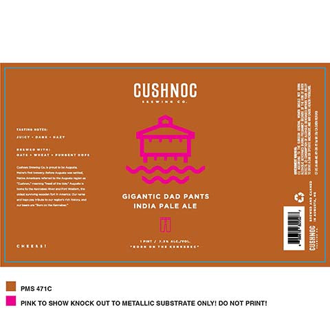 Cushnoc Gigantic Dad Pants IPA by Cushnoc Brewing Company, beer label