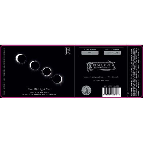 Elder Pine The Midnight Sun Dark Sour (2022) by Elder Pine Brewing & Blending Co., beer label