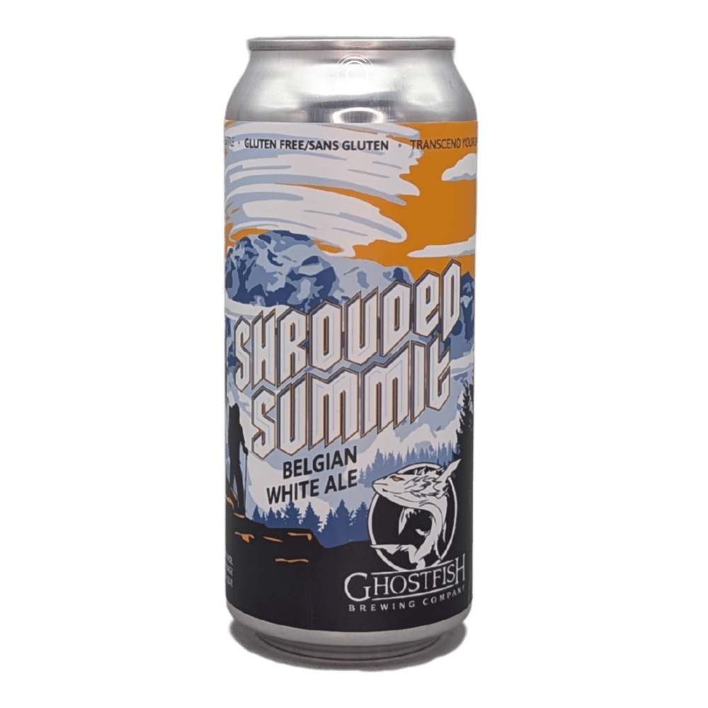 Shrouded Summit Belgian White Ale Gluten Free by Ghostfish Brewing Company, beer label