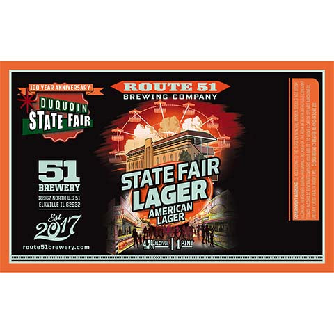 Route 51 State Fair Lager by Route 51 Brewing Company, beer label