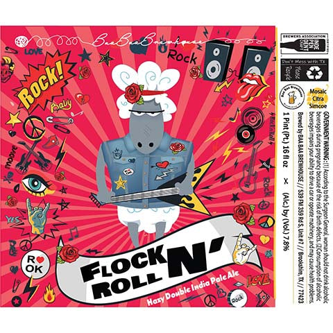 Baa Baa Flock N' Roll Hazy DIPA by Baa Baa Brewhouse, beer label