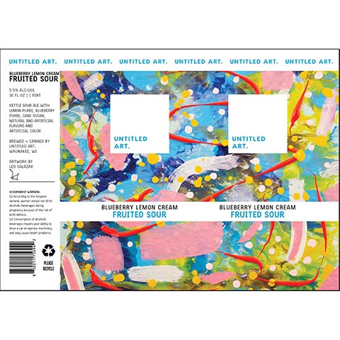 Untitled Art Blueberry Lemon Cream Fruited Sour by Untitled Art, beer label