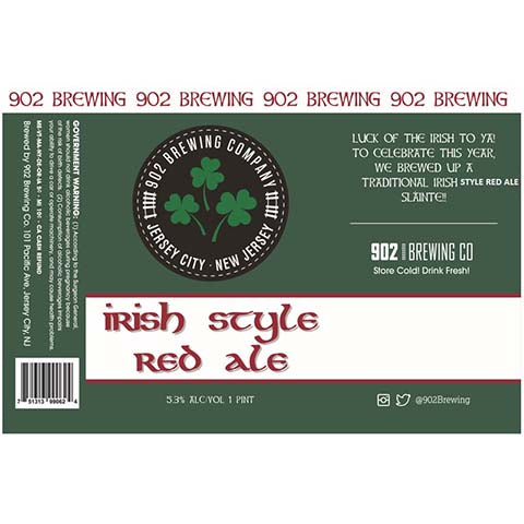 902 Brewing Irish Red Ale by 902 Brewing, beer label