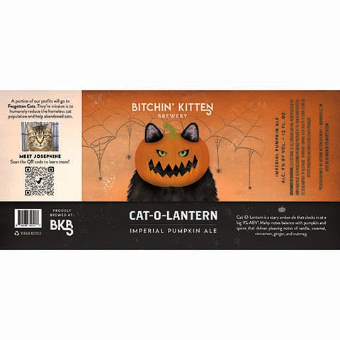 Bitchin' Kitten Cat-O-Lantern Pumpkin Ale by Bitchin' Kitten Brewery, beer label