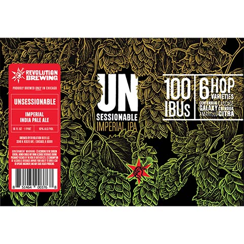 Revolution Unsessionable Imperial IPA by Revolution Beer LLC, beer label