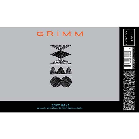 Grimm Soft Rays Saison by Grimm Artisanal Ales, beer label
