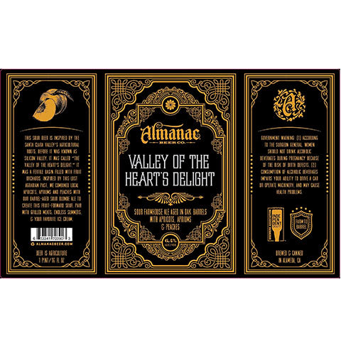 Almanac Valley Of The Heart's Delight Sour Ale by Almanac Beer Company, beer label