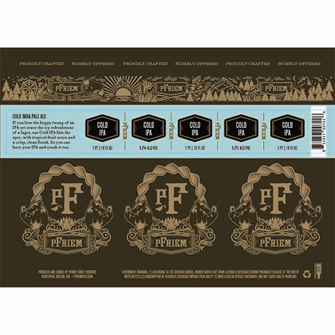pFriem Cold IPA by PFriem Family Brewers, beer label