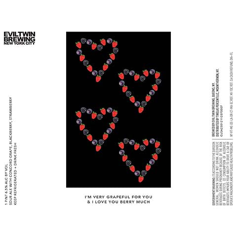 Evil Twin I'm Very Grapeful For You & I Love You Very Much Sour by Evil Twin Brewing, beer label