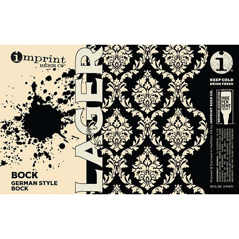 Imprint Bock German Bock Lager by Imprint Beer Company, beer label
