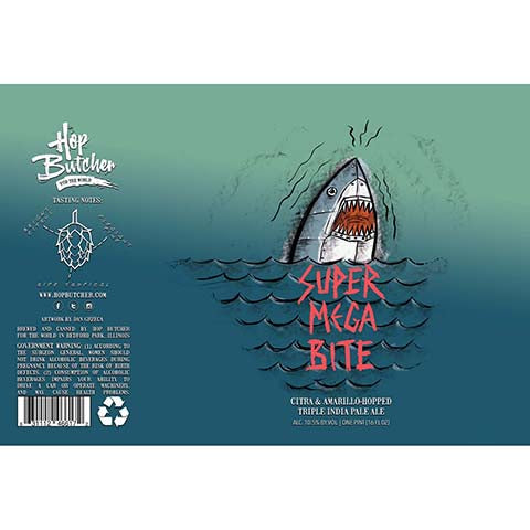 Hop Butcher Super Mega Bite TIPA by Hop Butcher For the World, beer label
