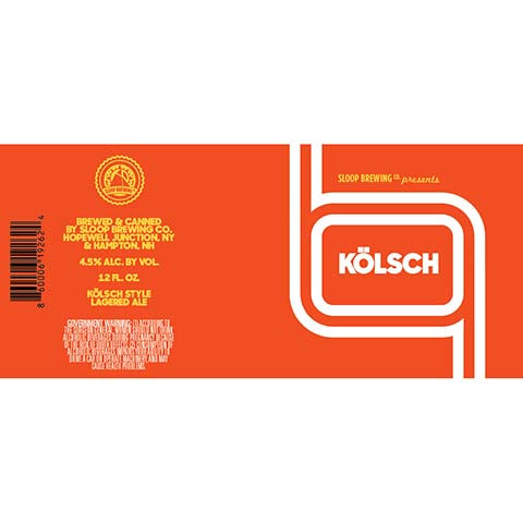 Sloop Kolsch Lagered Ale by Sloop Brewing, beer label