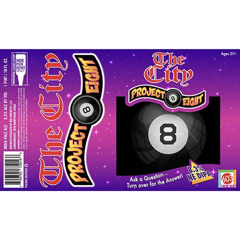 603 The City Project 8 NE DIPA by Rip Van Winkle Brewing Co., beer label