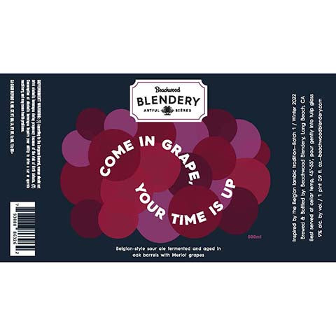 Beachwood Come In Grape, Your Time Is Up Sour Ale (Merlot) by Beachwood Brewing, beer label