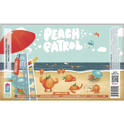 Oozlefinch Peach Patrol Sour Ale by Oozlefinch Beers & Blending, beer label