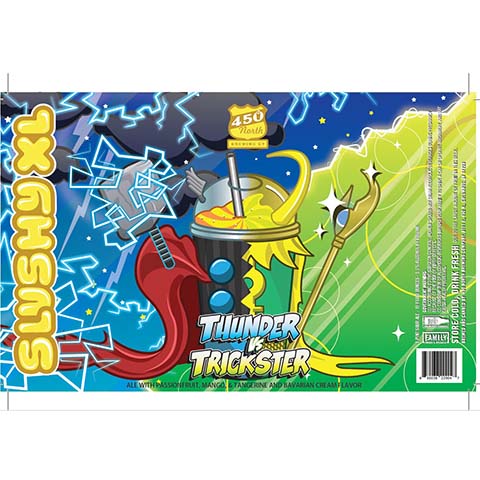 450 North Slushy XL Thunder Vs Trickster Sour by 450 North Brewing Company, beer label