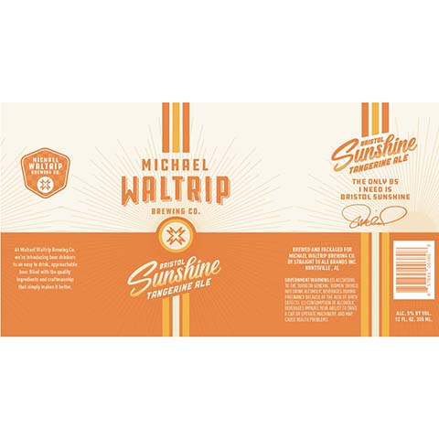 Michael Waltrip Bristol Sunshine Tangerine Ale by Michael Waltrip Brewing Co, beer label