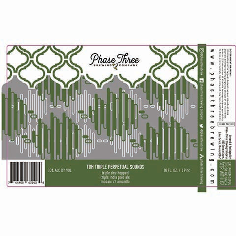 Phase Three TDH Triple Perpetual Sounds TIPA by Phase Three Brewing Company, beer label