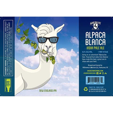 Shebeen Alpaca Blanca NEIPA by RI Brewery Collective LLC, beer label
