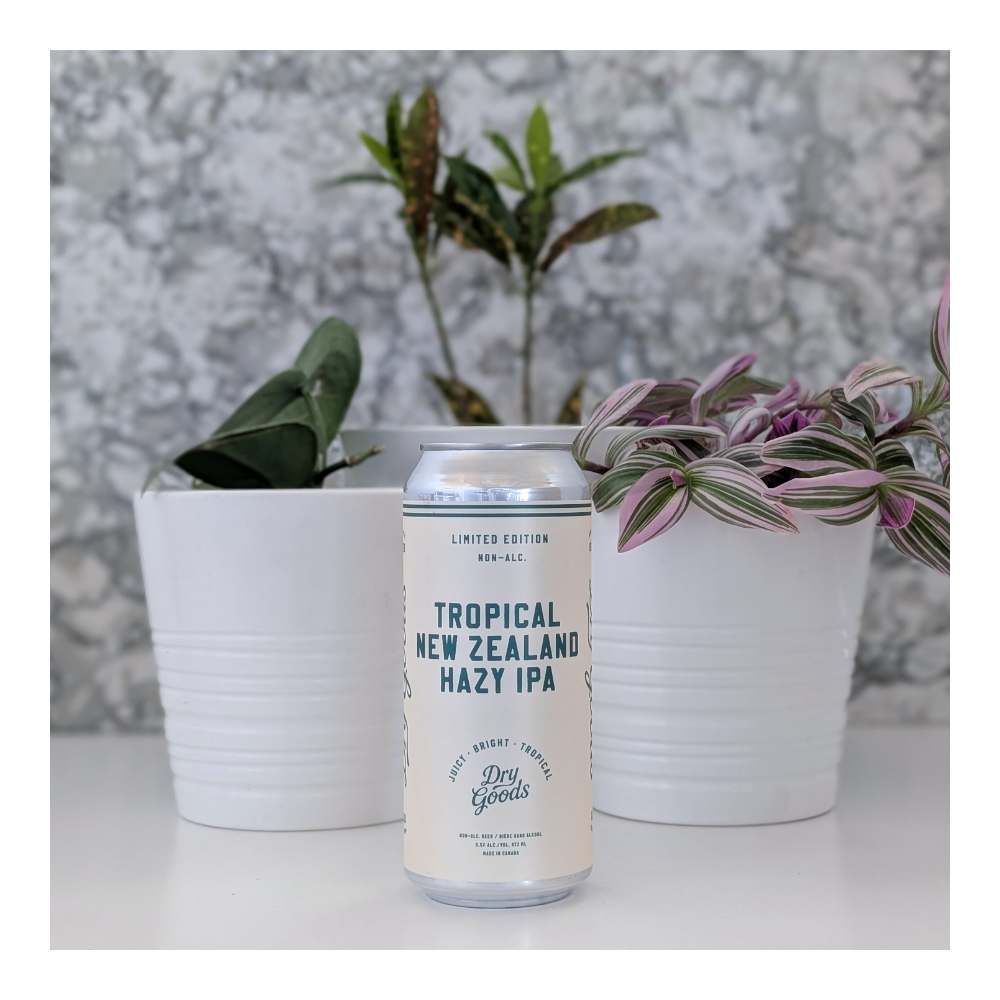 Tropical New Zealand Hazy IPA by Dry Goods Non-Alcoholic Beer, beer label