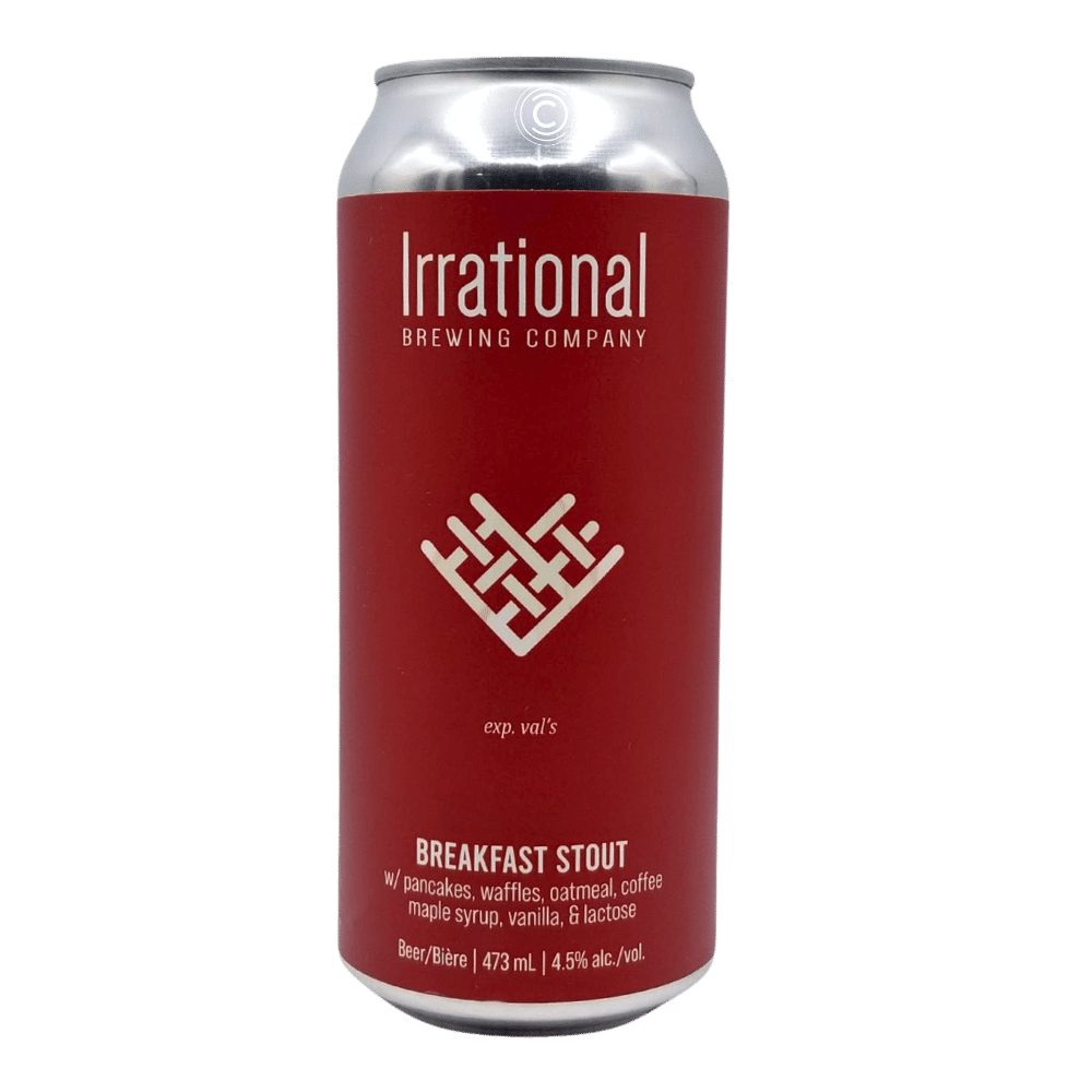 Exp. Val's Breakfast Stout by Irrational Brewing Company, beer label