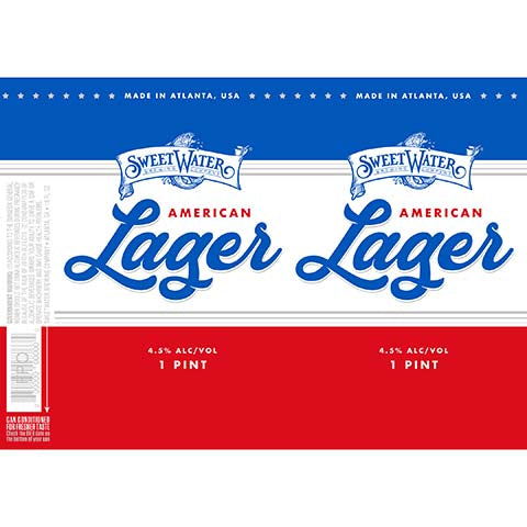 Sweetwater American Lager by SweetWater Brewing Co, beer label