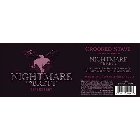 Crooked Stave Nightmare On Brett Dark Sour (Blackberry) by Crooked Stave Artisan Beer Project, beer label