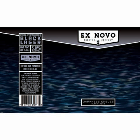 Ex Novo Darkness Ensues Black Lager by Ex Novo Brewing Co, beer label