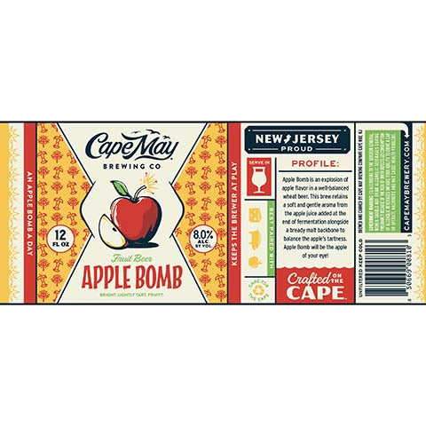 Cape May Apple Bomb Fruit Beer by Cape May Brewing Company, beer label
