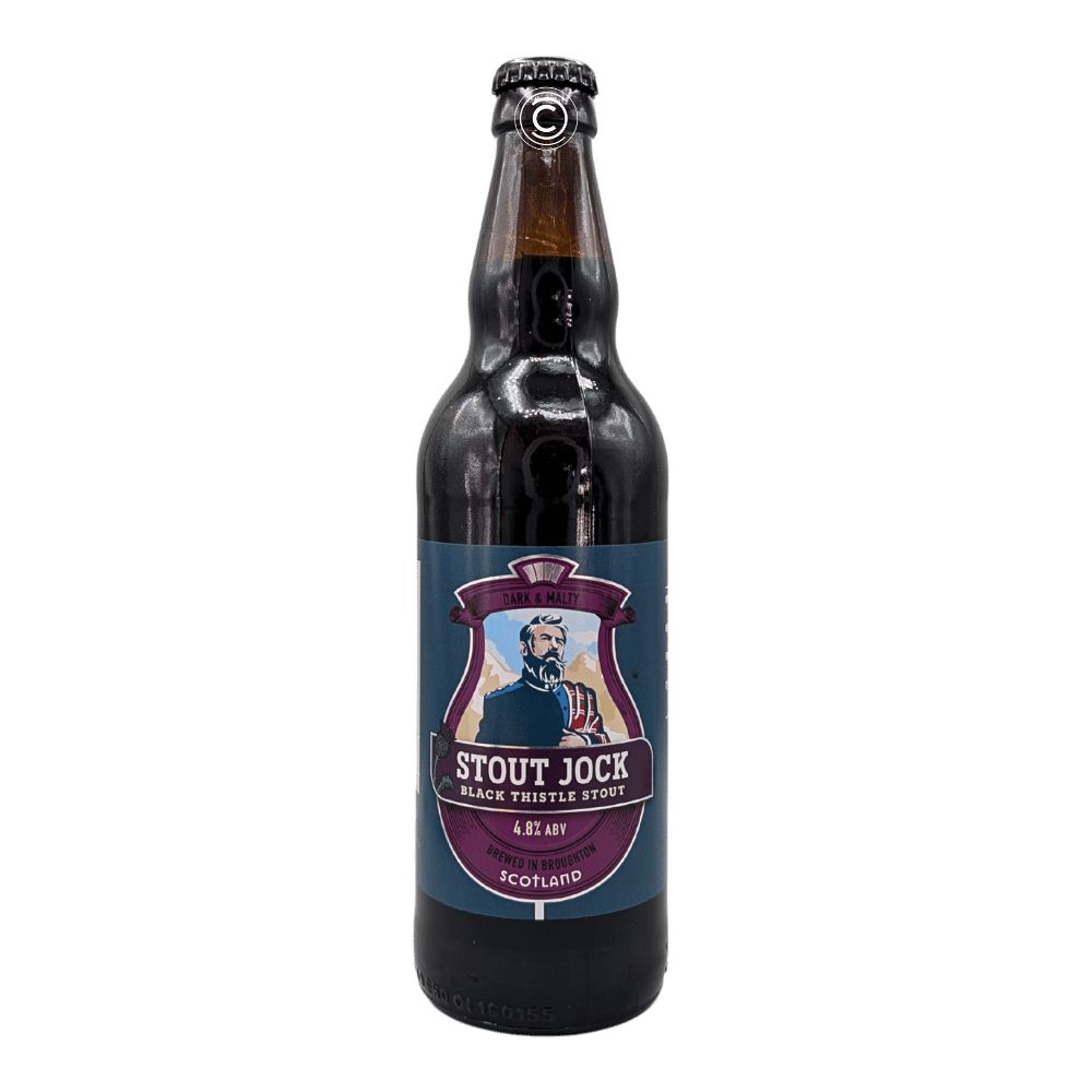 Stout Jock Black Thistle Stout by Broughton Ales, beer label