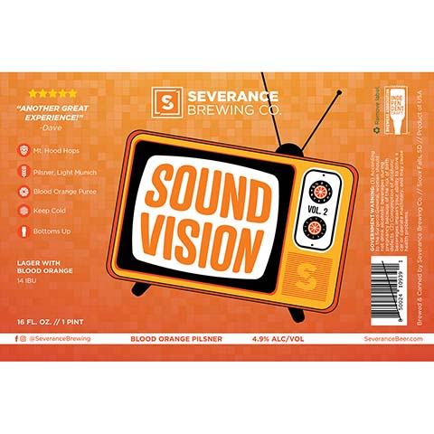 Severance Sound Vision Vol. 2 Pilsner by Severance Brewing Company, beer label