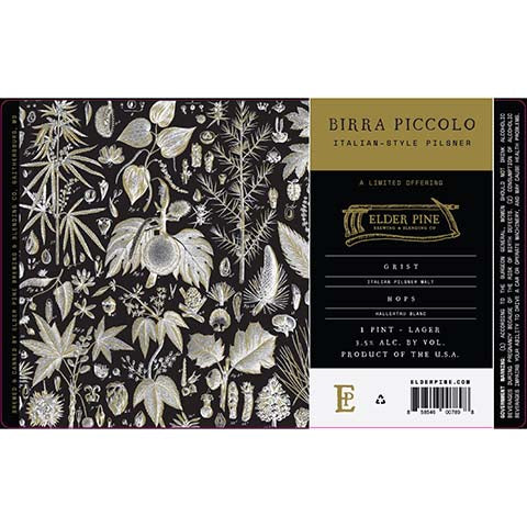 Elder Pine Birra Piccolo Pilsner by Elder Pine Brewing & Blending Co., beer label