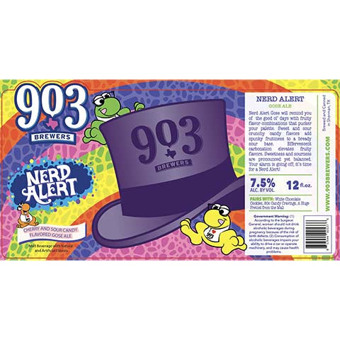 903 Brewers Nerd Alert Gose Ale by 903 Brewers, beer label