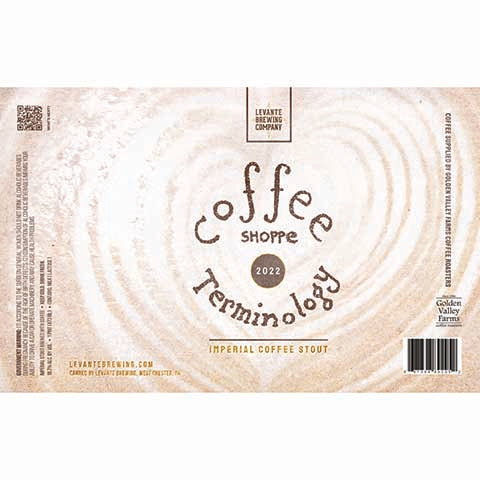 Levante Coffee Shoppe Terminology 2022 by Levante Brewing Company, beer label