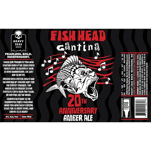 Heavy Seas Fish Head Cantina 20th Anniversary Amber Ale by Heavy Seas Beer, beer label