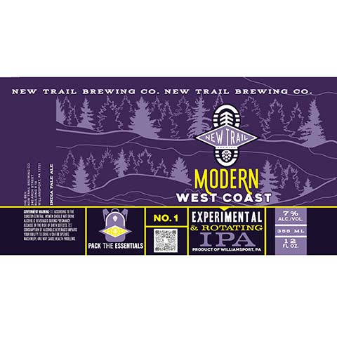 New Trail Modern West Coast IPA by New Trail Brewing Company, beer label