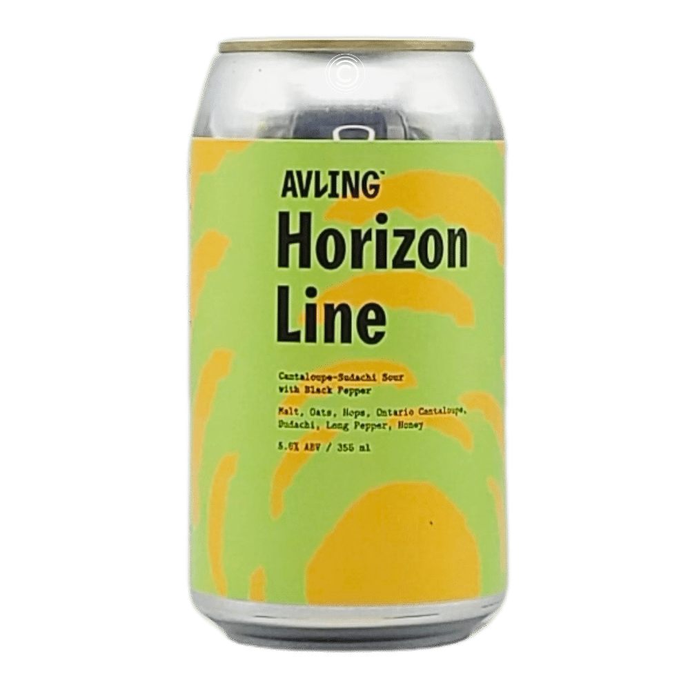 Horizon Line Cantaloupe-Sudachi Sour with black Pepper by Avling Brewery, beer label
