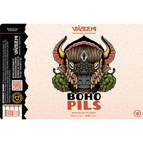 Vasen Boho Pils by Vasen Brewing Company, beer label