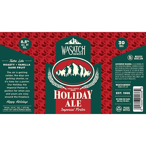 Wasatch Holiday Ale Imperial Porter by Wasatch Brewery, beer label