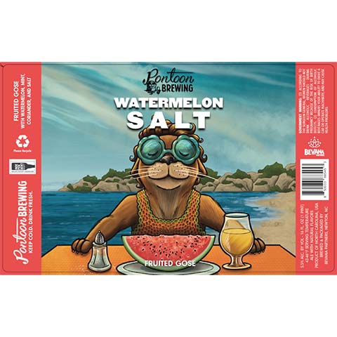 Pontoon Watermelon Salt Gose by Pantoon Brewing, beer label