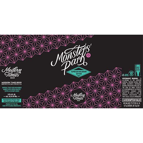Modern Times Monsters' Park: Espresso Macaroon Edition Imperial Stout by Modern Times Beer, beer label