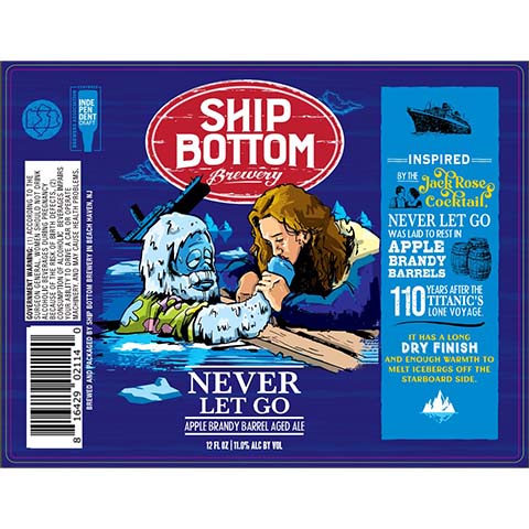 Ship Bottom Never Let Go Apple Brandy Barrel Aged Ale by Ship Bottom Brewery, beer label