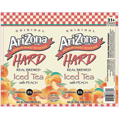 Hornell Arizona Premium Spiked Beverage Hard Iced Tea (Peach) by Hornell Brewing Co., beer label