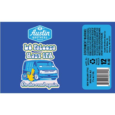 Austin Brothers La Palooza Hazy IPA by Austin Brothers' Beer Company, beer label