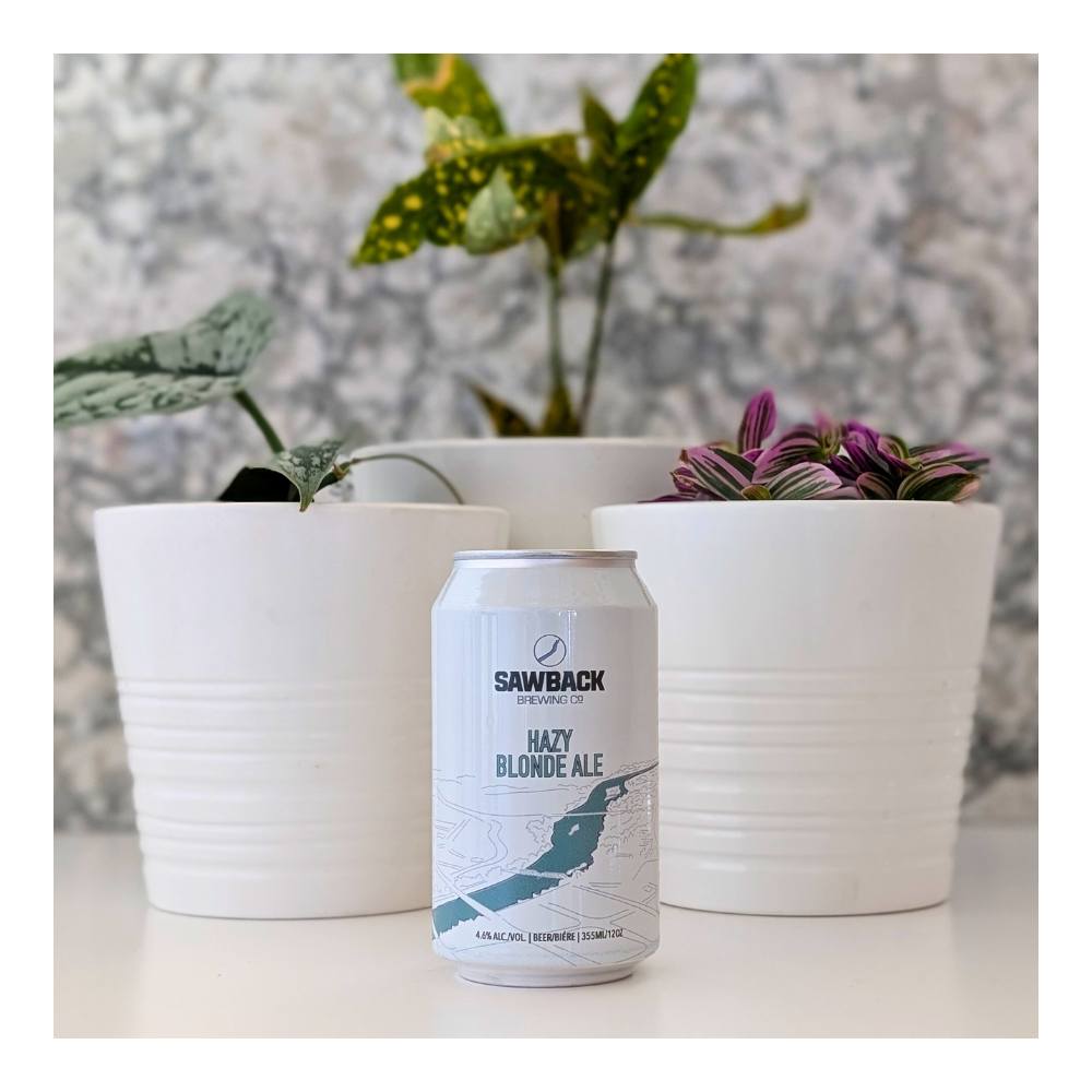Hazy Blonde Ale by Sawback Brewing Co., beer label
