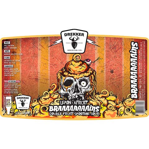 Drekker Lemon Fruit Braaaaaaaains Double Fruit Smoothie Sour by Drekker Brewing Company, beer label