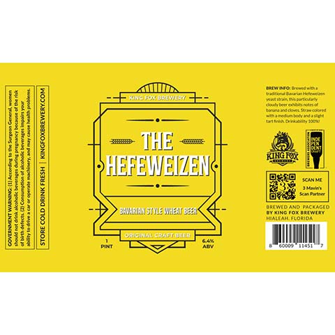 King Fox The Hefeweizen Wheat Beer by King fox Brewery, beer label